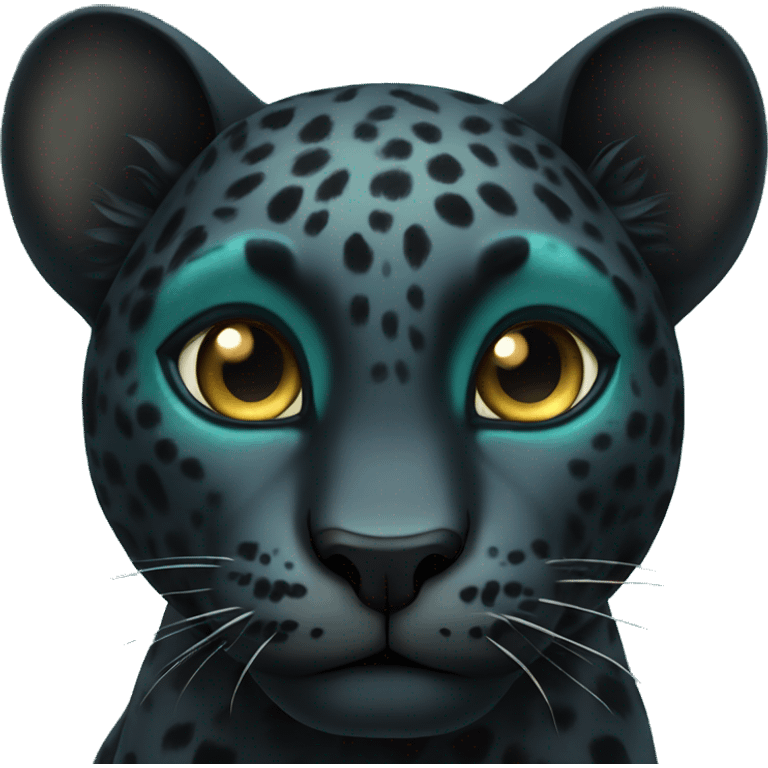 winged black leopard with turquoise eyes flying emoji