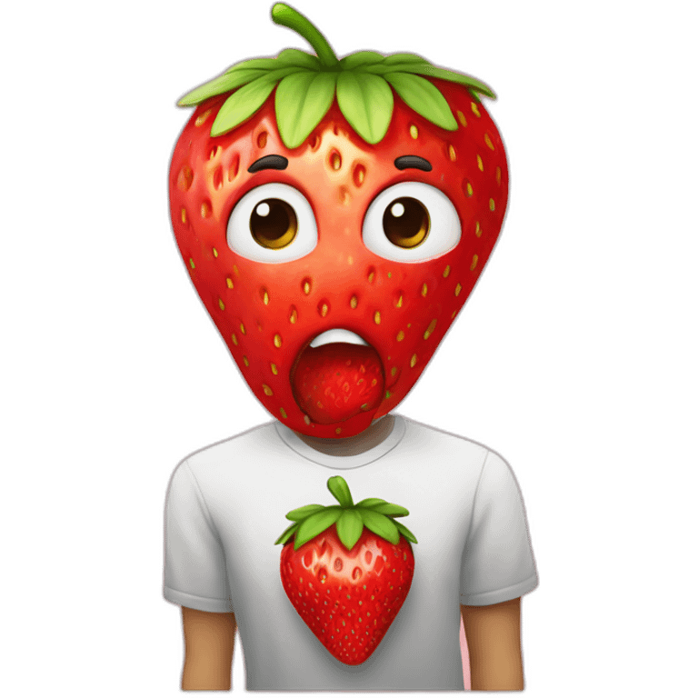 strawberry scamming who look like a human on a laptot emoji