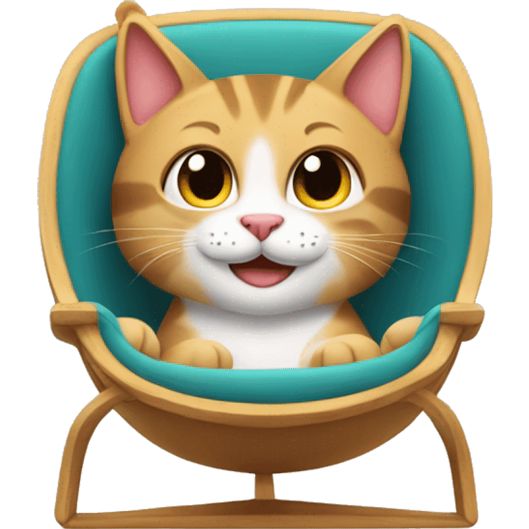 Happy cat in lounge chair emoji