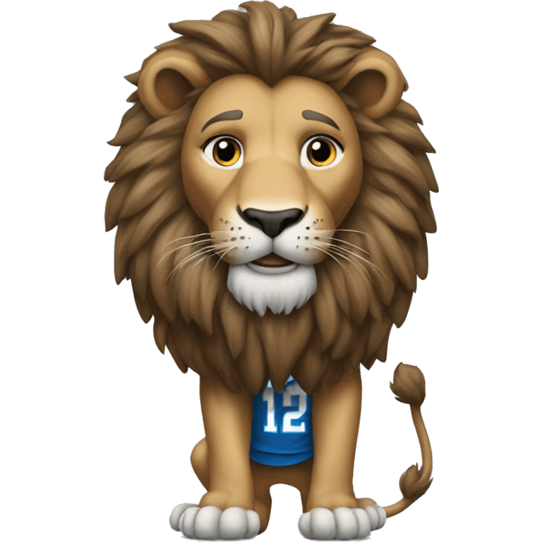 A lion wearing a Detroit Lions jersey  emoji