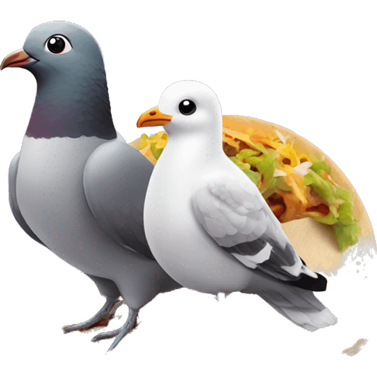 Pigeon and Seagull on a Taco Bell date emoji