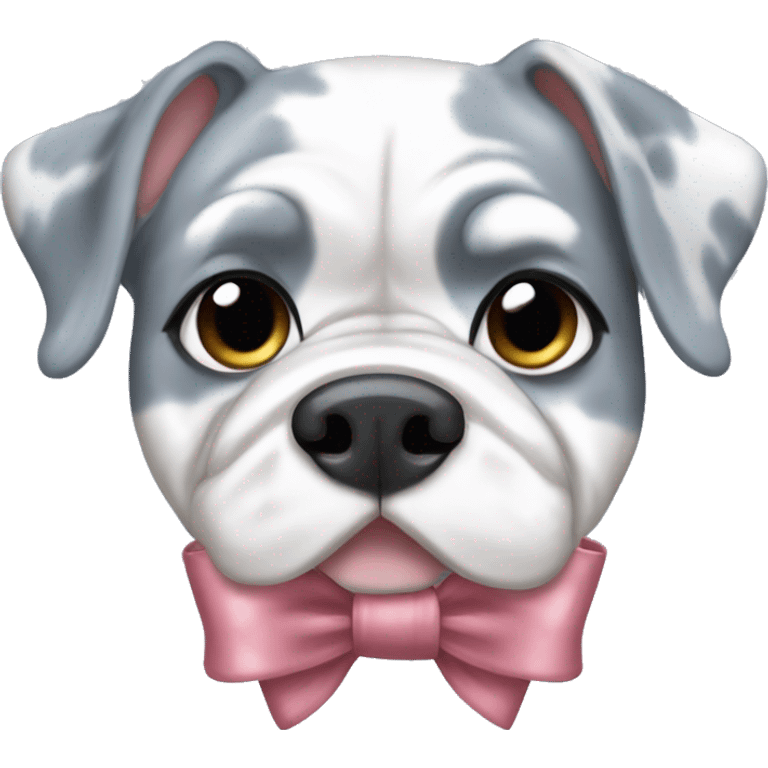 Blue Merle bulldog with bows emoji