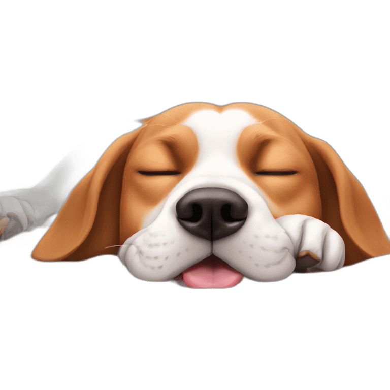 beagle sticking tongue half out while sleeping emoji