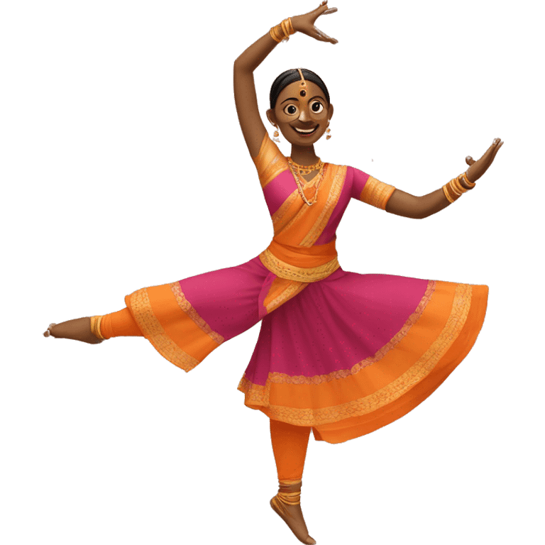 a cheerful woman in a baratha natyam dance pose emoji