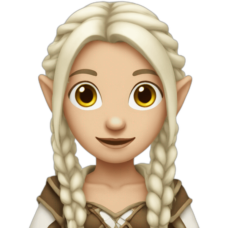 white elf girl with brown dreadlocks emoji