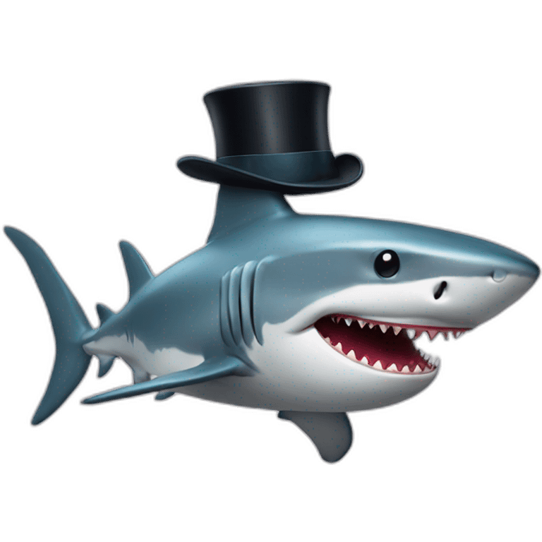 Shark with a top hat emoji