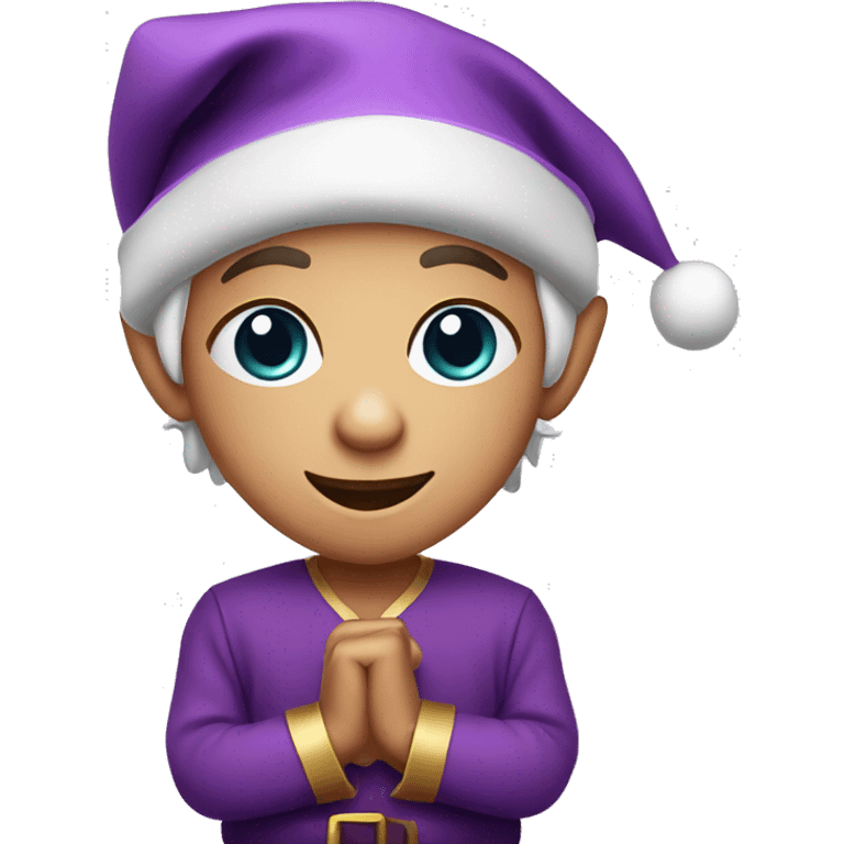 Cute Christmas elf in a purple clothes emoji