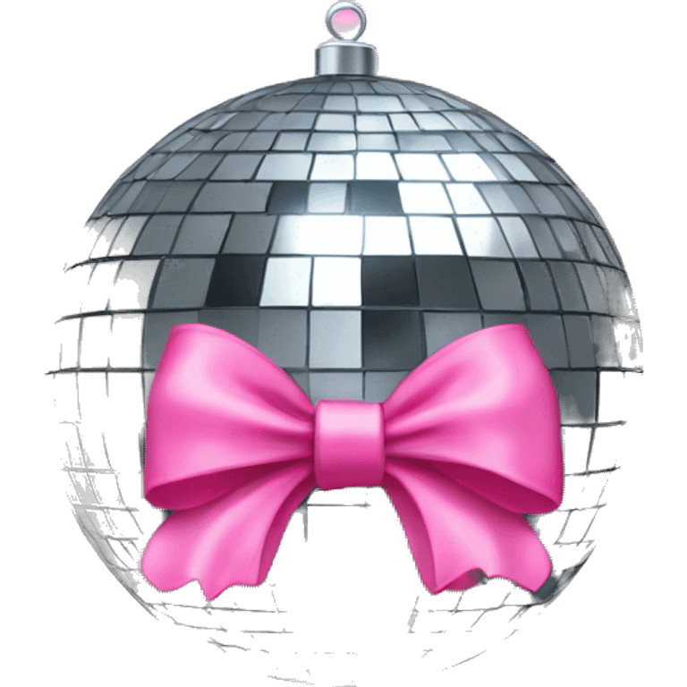 Disco ball with pink bow on top emoji