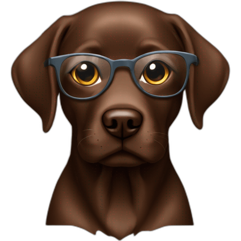 Labrador Retriver chocolate color whit a wand and glasses emoji