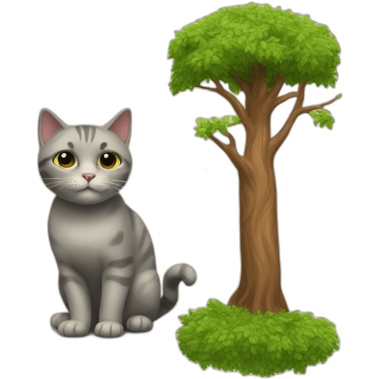 Cat and the tree emoji