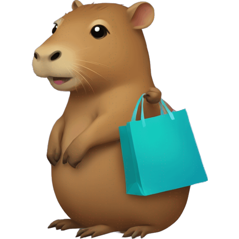 Capybara holding a shopping bag emoji