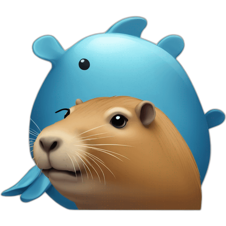 Capybara on whale emoji