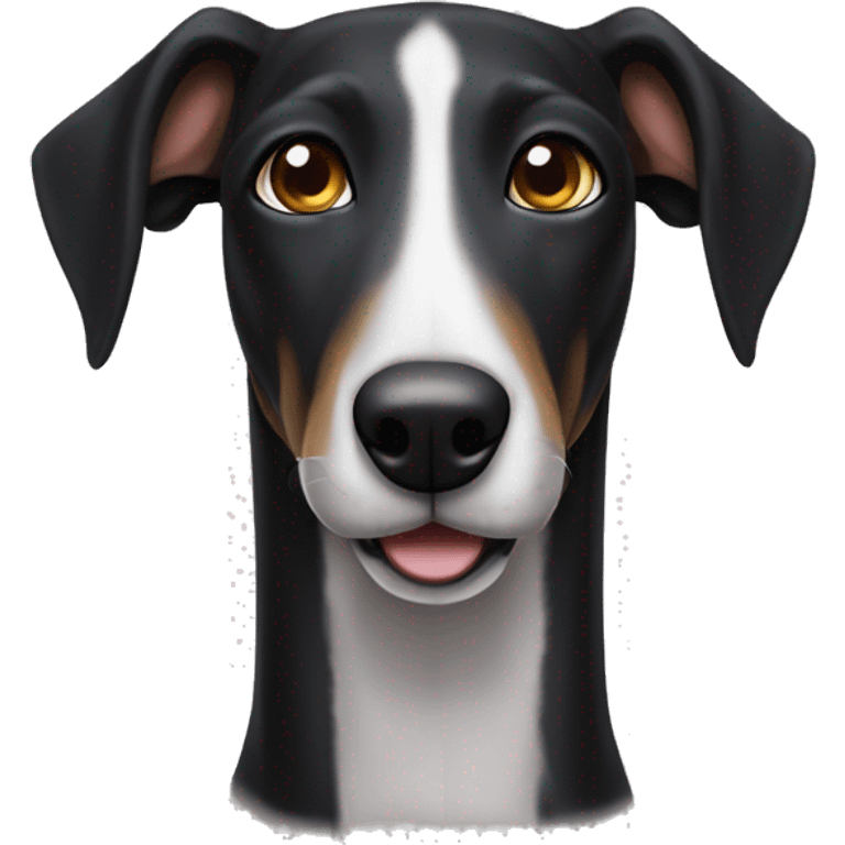 black hound dog greyhound with white chest and brown eyes emoji