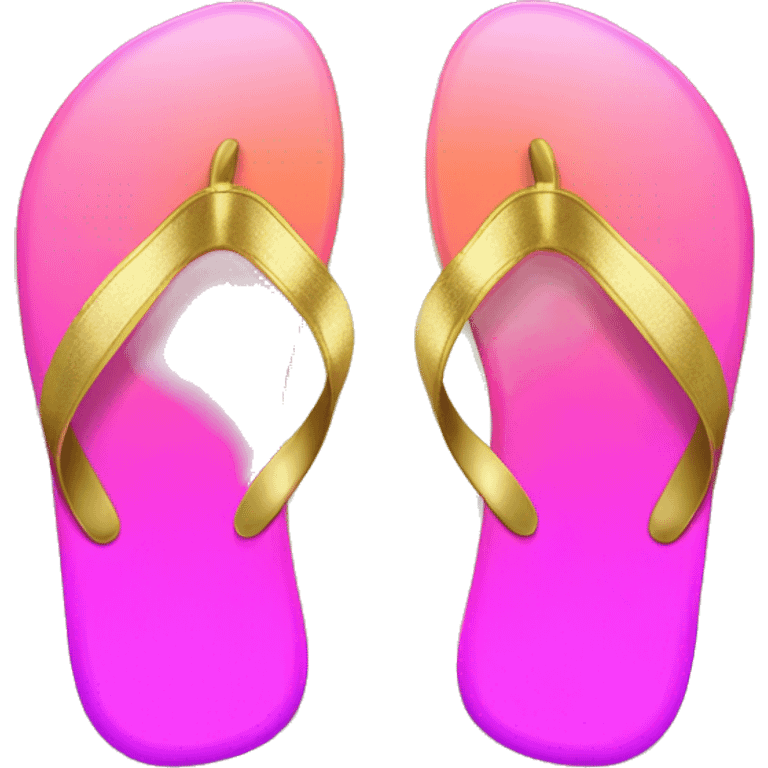 Realistic metallic gold and pink gradient pair of summer flip flops isolated. emoji