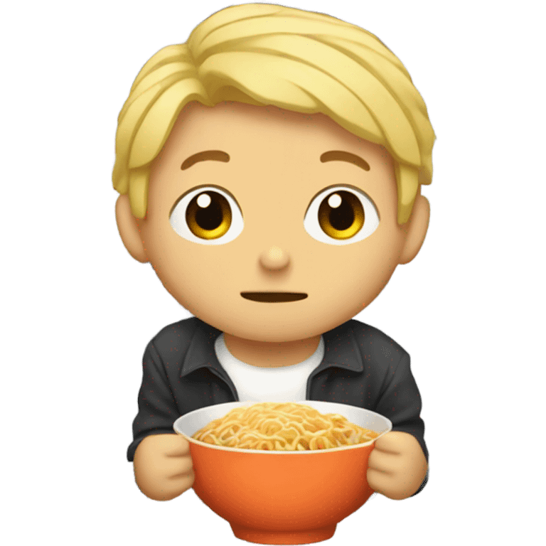 Boy eating ramen in jail  emoji