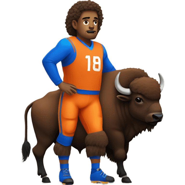 Bison wearing an orange and blue jersey emoji