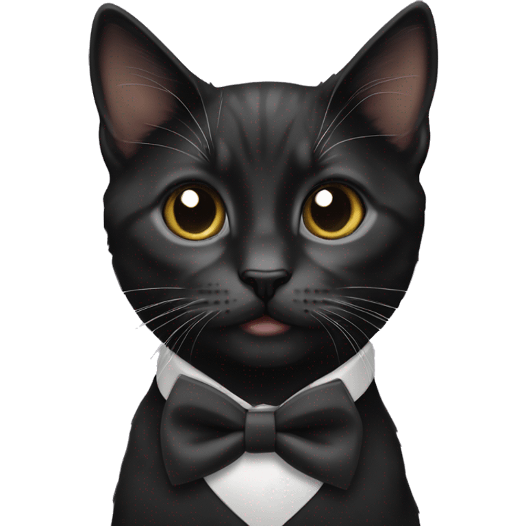 Kitten black with white whiskers and a bow tie collar emoji