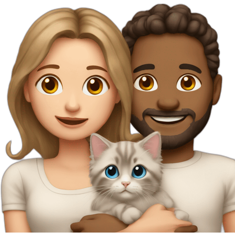 Couple with ragdoll kittens emoji