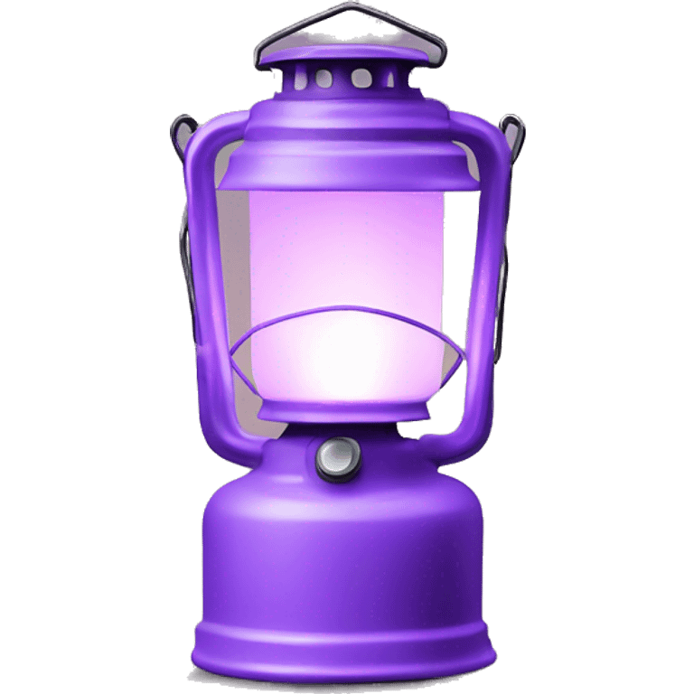 Realistic camping pastel purple lit camping lantern lisolated. emoji