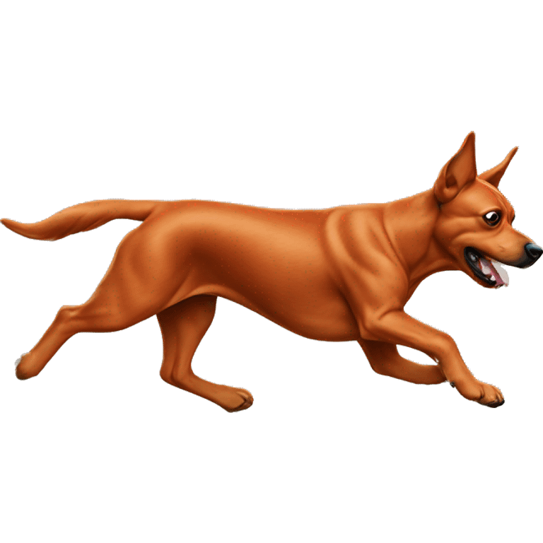 realistic solid red dog with pointed ears running emoji