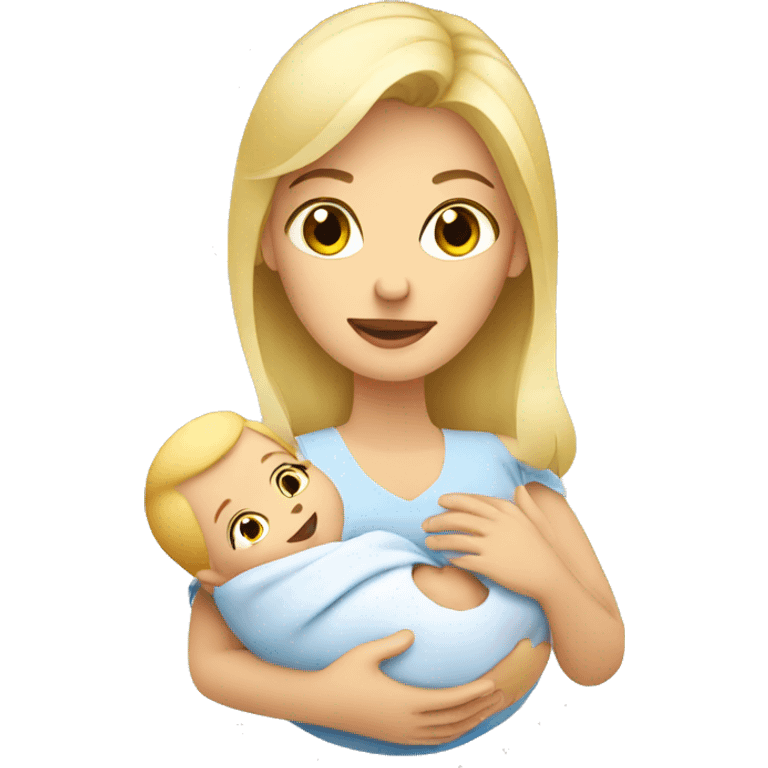 blonde european woman holding newborn emoji