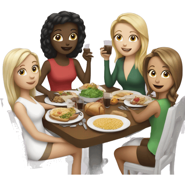 Four white girls having dinner  emoji