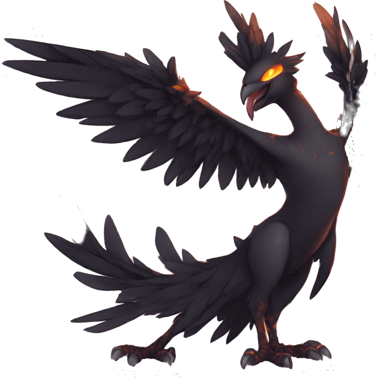 Edgy Fantasy legendary dark bird shadow-type-Phoenix Fakemon full body emoji