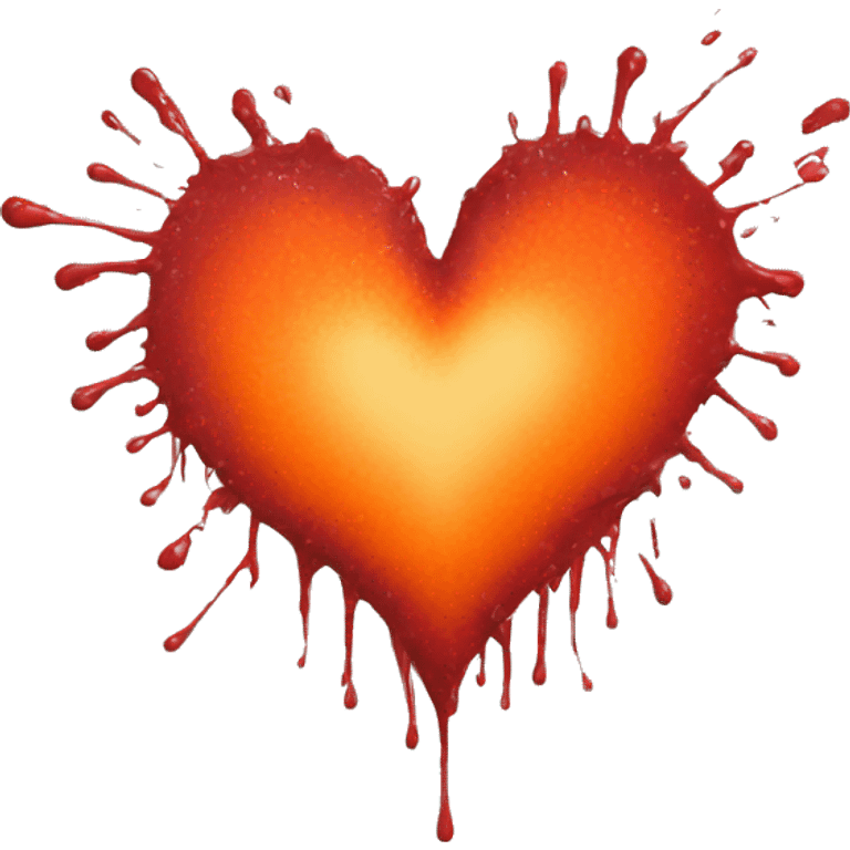 splattered paint heart glowing red-orange warmth emoji