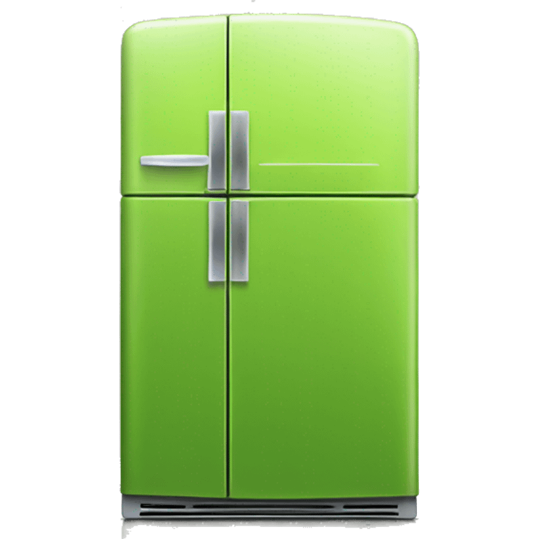 Realistic metallic lime green fridge isolated. emoji