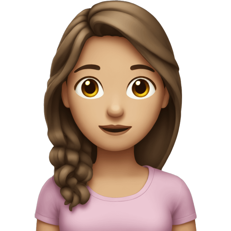 Girl with brown hair  and palm  emoji