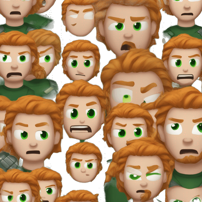 ginger hair and green eyes thor with rage expression face emoji