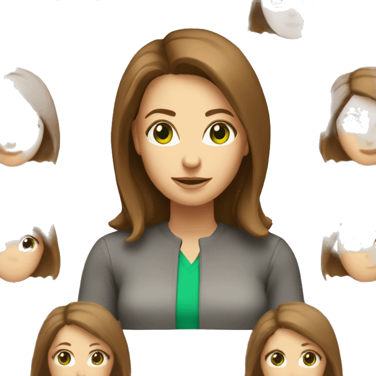 pretty middle age woman with kelly green eyes and shoulder length straight brown hair casual emoji