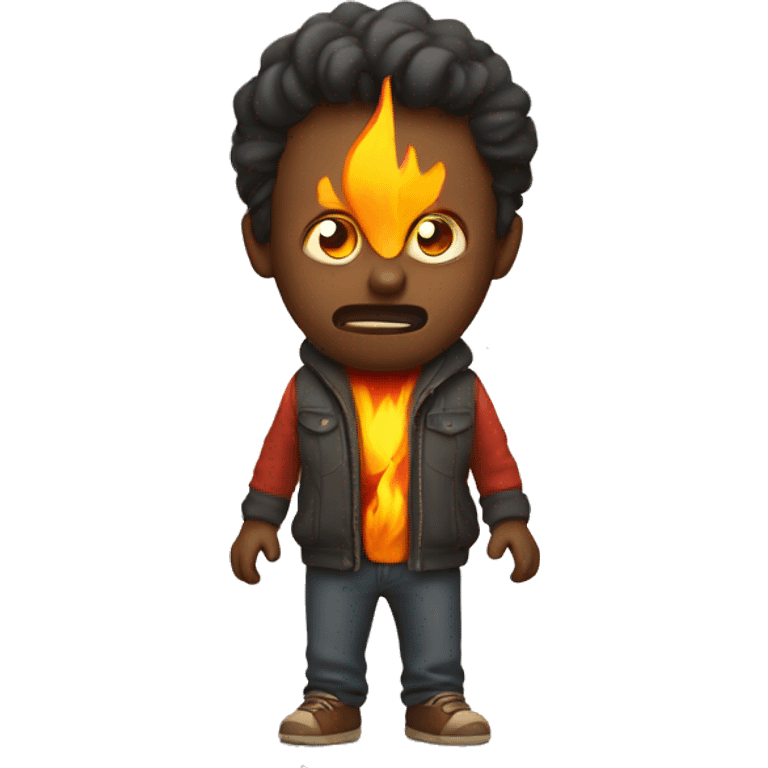 scared man with a flame body and clothes emoji