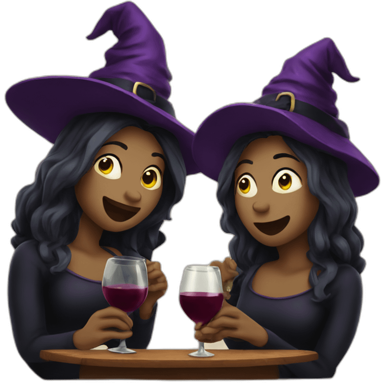 witches drinking wine emoji