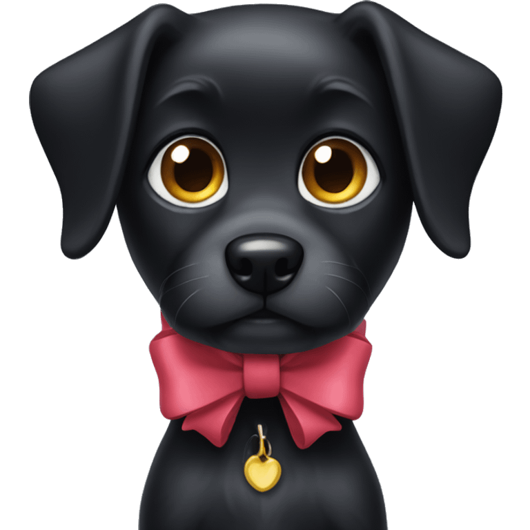 Black dog with bow emoji