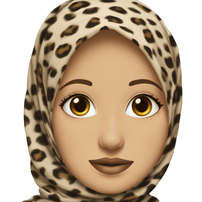 Pretty hijabi in leopard print hijab  emoji