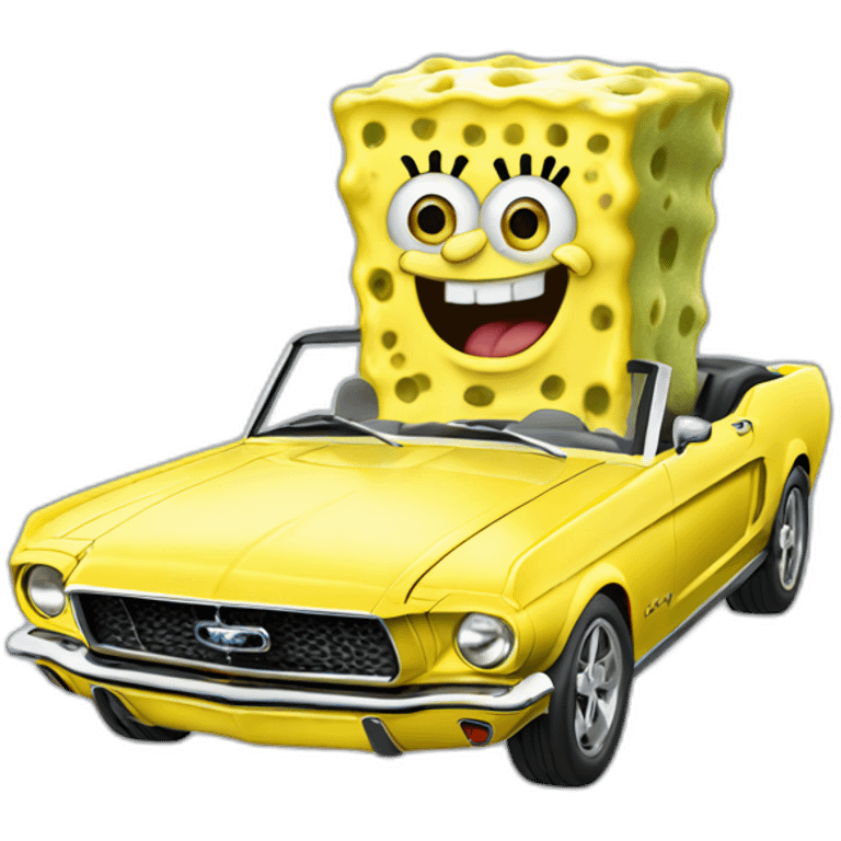 Spongebob driving a ford mustang emoji