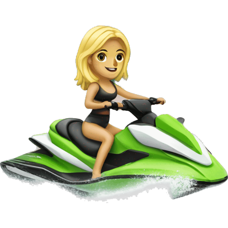 Blonde girl on jet ski at lake emoji