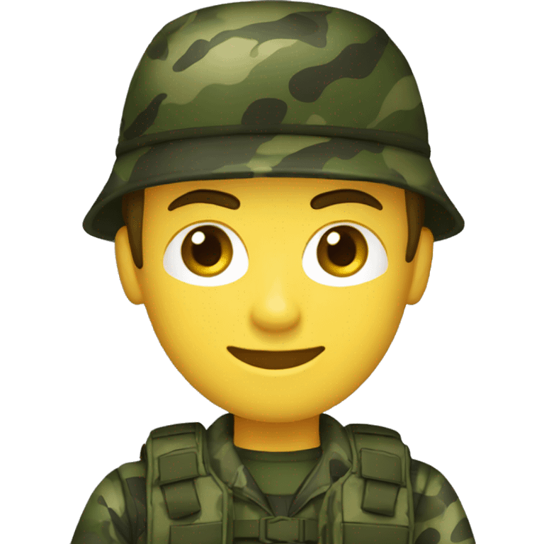 Um soldado com uniforme camuflado preto emoji