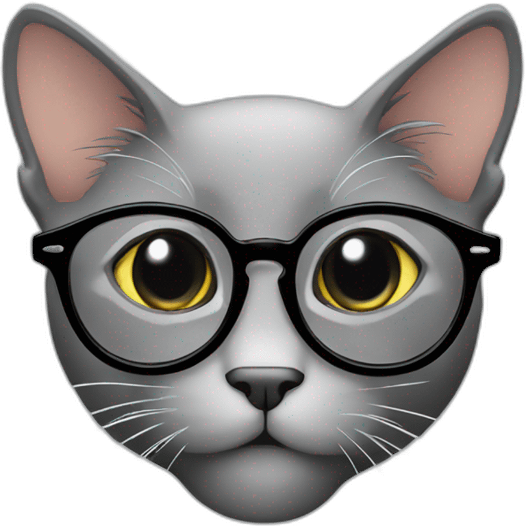 gray cat web designer black eyeglasses emoji