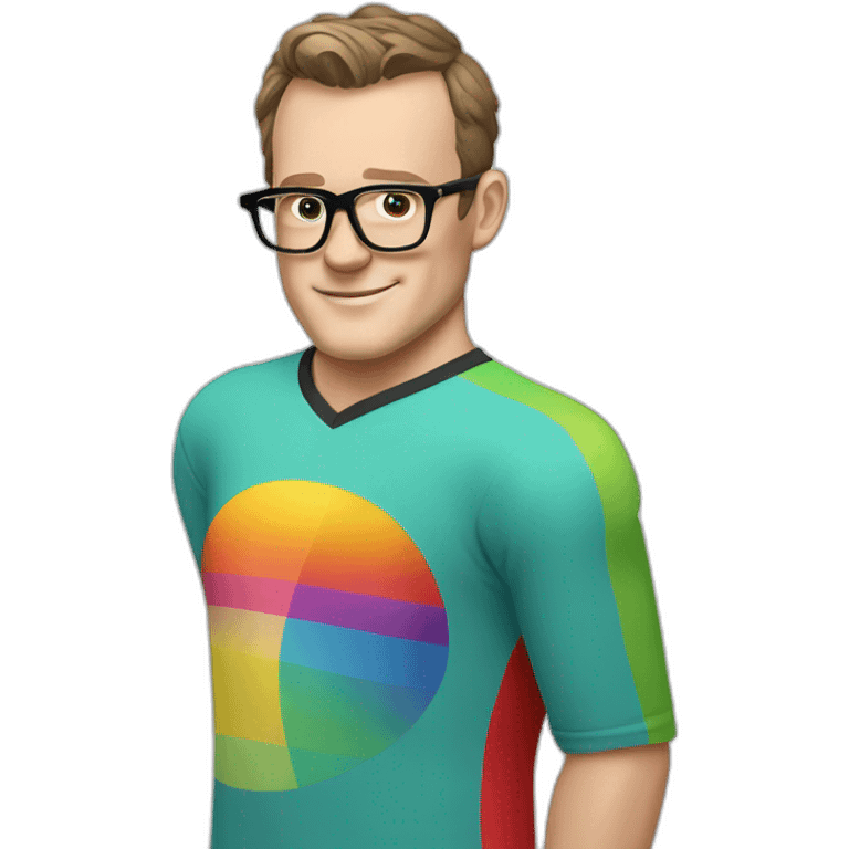 Jonathan Toews wearing glasses and rainbow clothes emoji