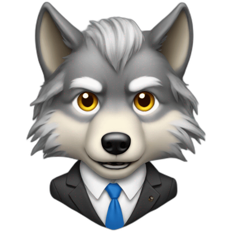 Donald Trump as a wolf with wig and suit emoji