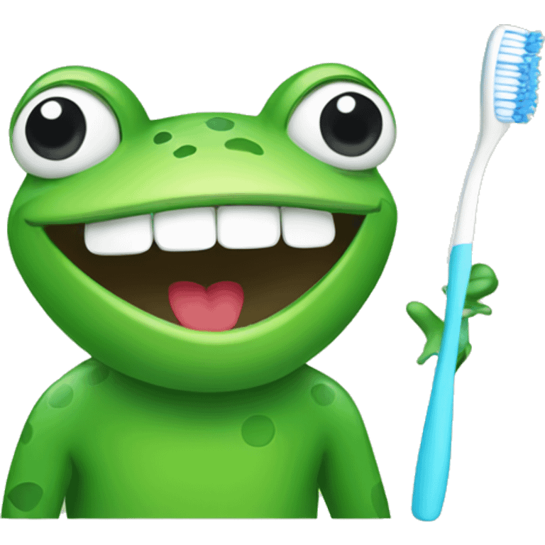 frog with a toothbrush emoji