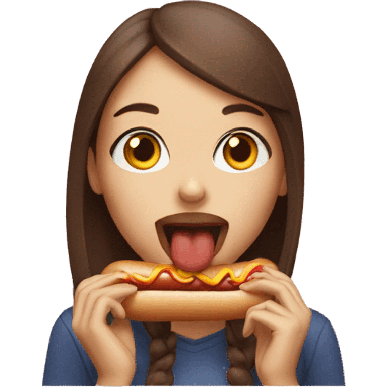 Girl eating hotdog emoji