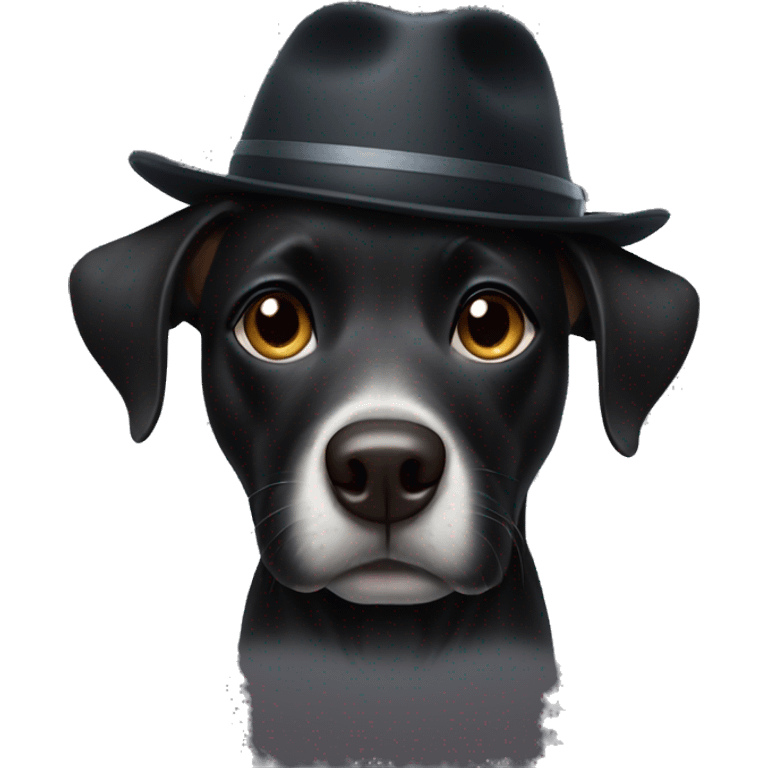 Black dog wearing a hat emoji