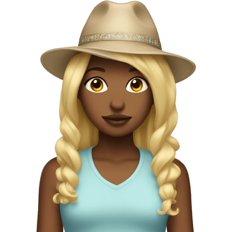 Blond girl with a aesthetic hat emoji