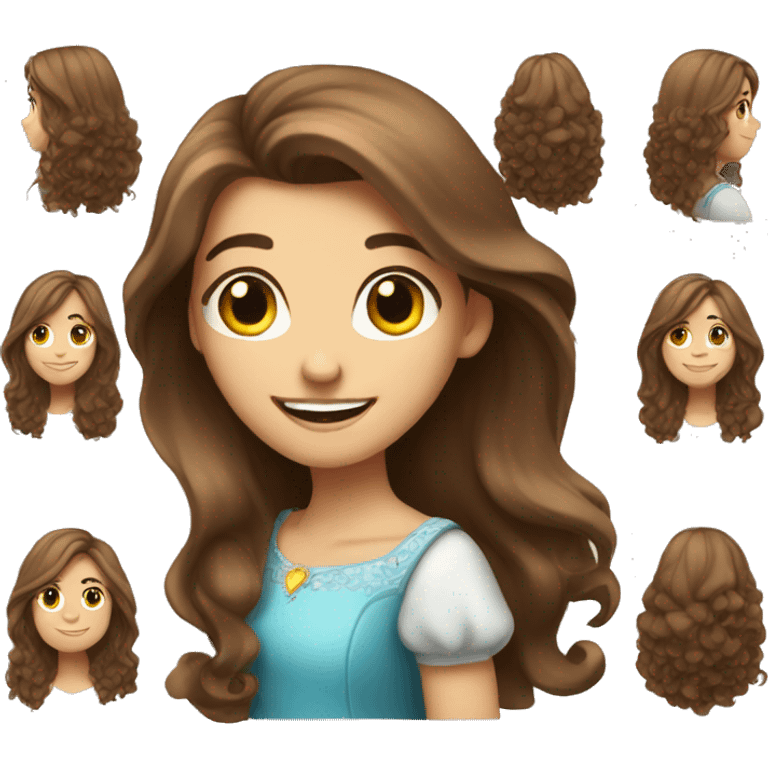 Smiling long brown hair girl princess emoji