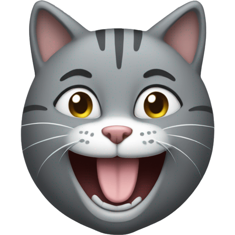 A gray cat, smiling emoji