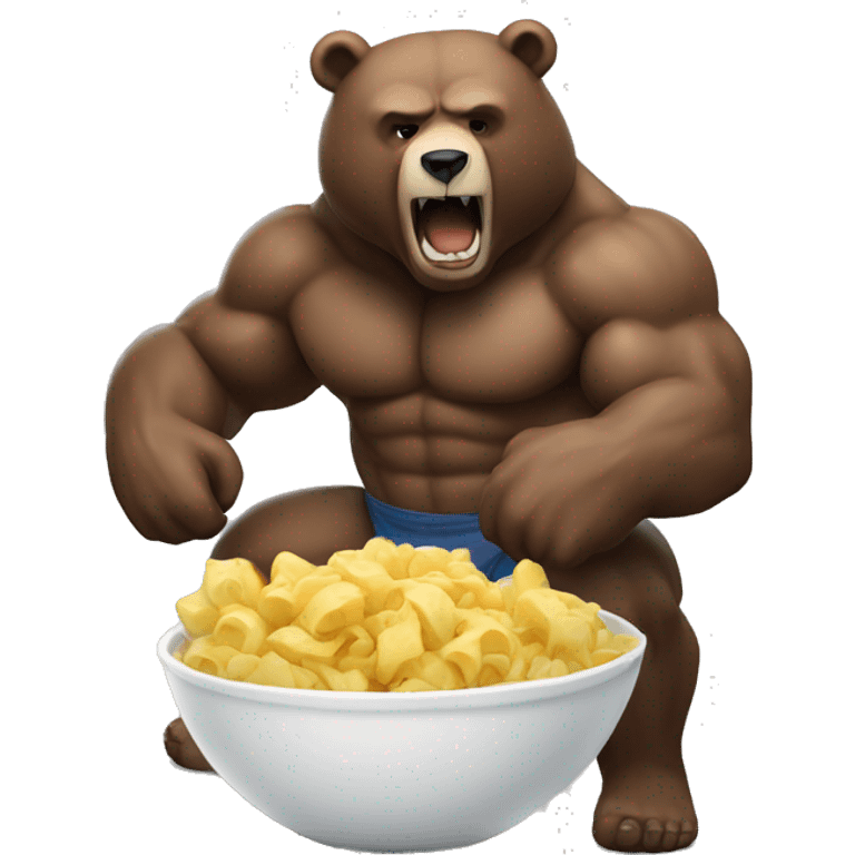 A muscular bear man eating corrent emoji