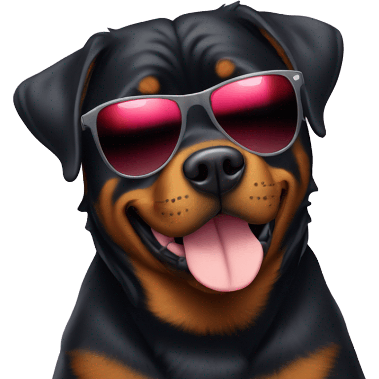 Rottweiler dog wearing sunglasses emoji